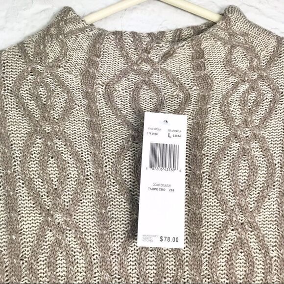 EightEightEight Cream Tan Pattern Cable Knit Sweater NEW - Picture 2 of 11